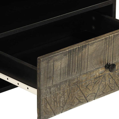 TV Cabinet Black 80x33x46 cm Solid Wood Mango