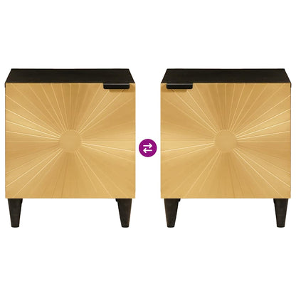 Bedside Table Black and Gold 40 x 33.5 x 46 cm