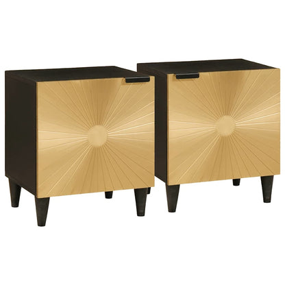 Bedside Table 2 pcs Black and Gold 40 x 33.5 x 46 cm