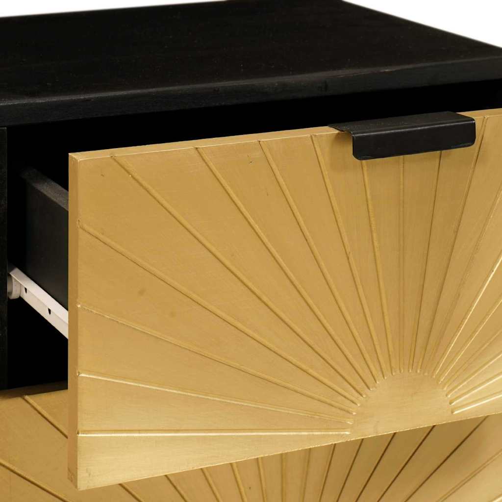 Bedside Table 2 pcs Black and Gold 40 x 33.5 x 46 cm