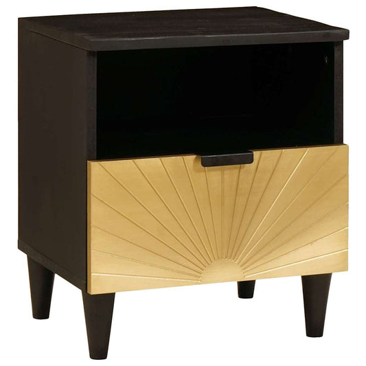 Bedside Table Black and Gold 40 x 33 x 46 cm Solid mango wood