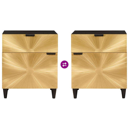 Bedside Table Black and Gold 50 x 33 x 60 cm Solid mango wood