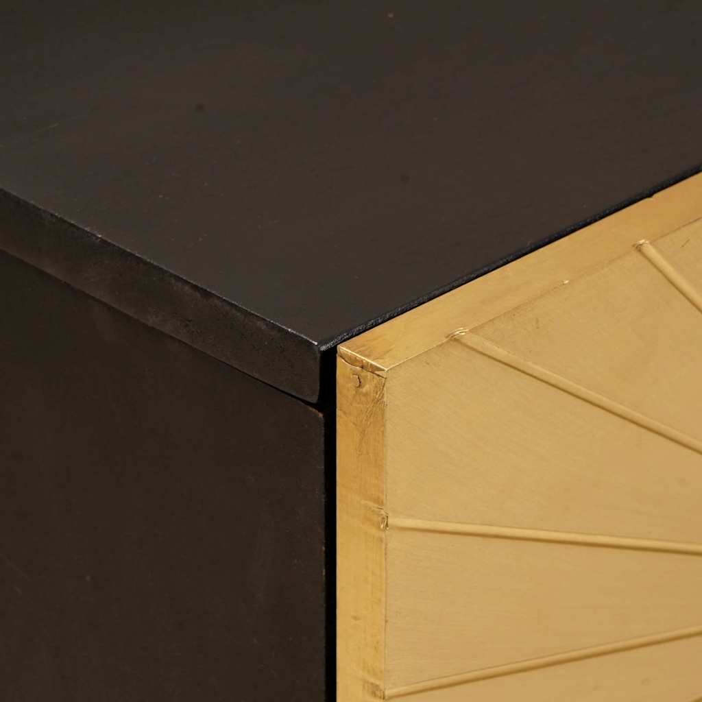 Bedside Table with Drawer Black and Gold 50 x 33 x 60 cm