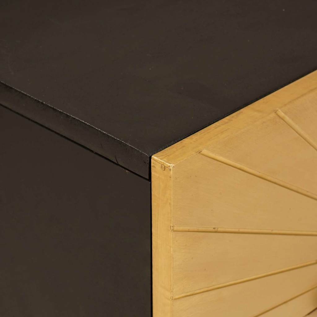 Bedside Table Black and Gold 50 x 33 x 60 cm Solid mango wood