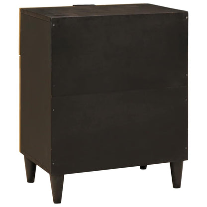 Bedside Table Black and Gold 50 x 33 x 60 cm Solid mango wood