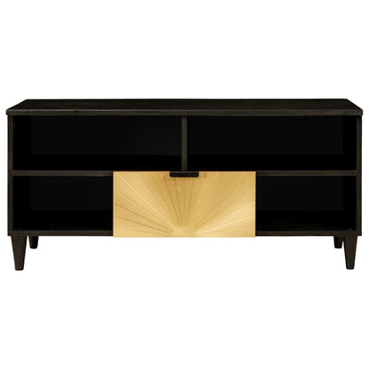 TV Cabinet Black and Gold 100 x 33 x 46 cm Solid mango wood
