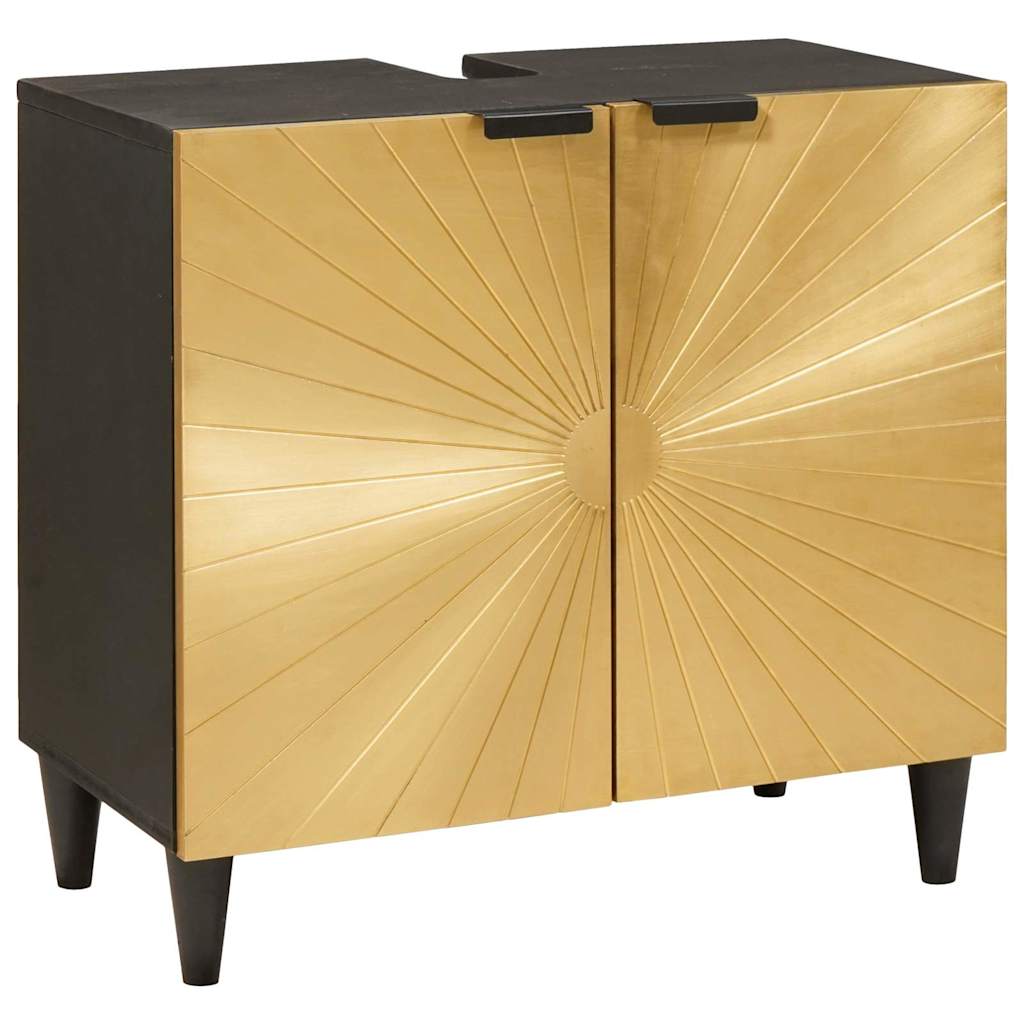 Sink cabinet Black and Gold 62 x 33 x 58 cm Solid mango wood