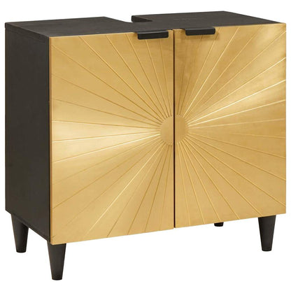Sink cabinet Black and Gold 62 x 33 x 58 cm Solid mango wood
