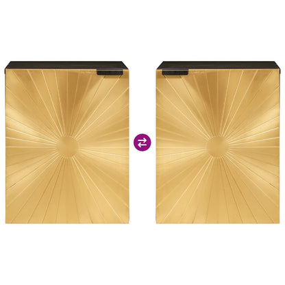 Bathroom Cabinet with Shelf Black and Gold 38 x 33 x 48 cm