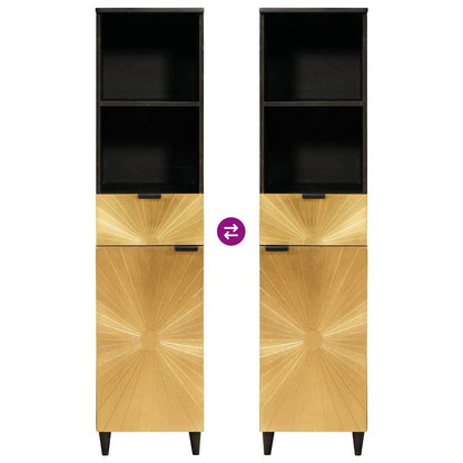 Bathroom Cabinet with Drawer Black and Gold 38 x 33 x 160 cm