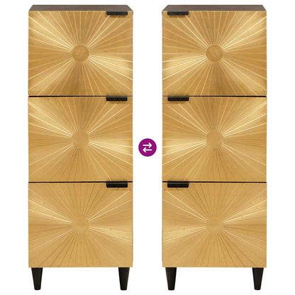 Side Cabinet Black and Gold 40 x 33.5 x 110 cm Solid mango wood