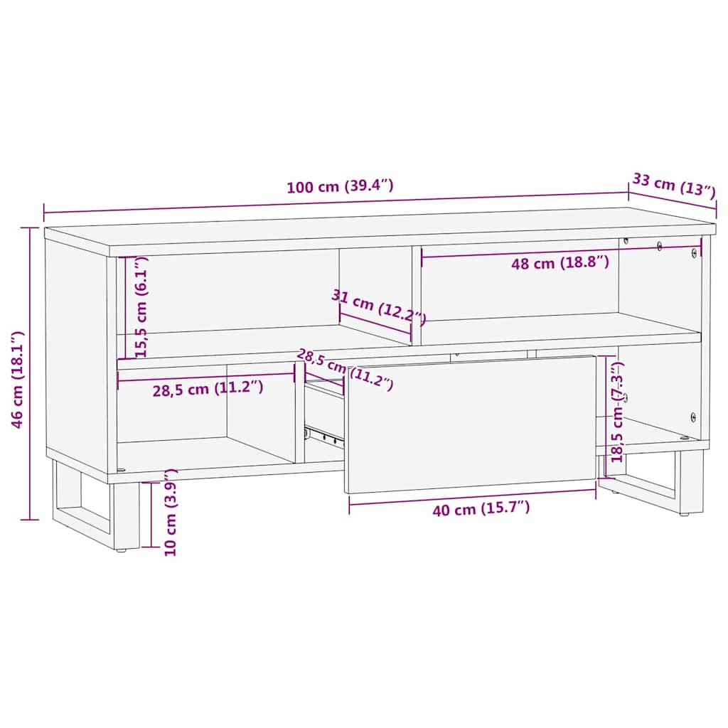 TV Units with Drawer Brown 105 x 33 x 46 cm Engineered wood