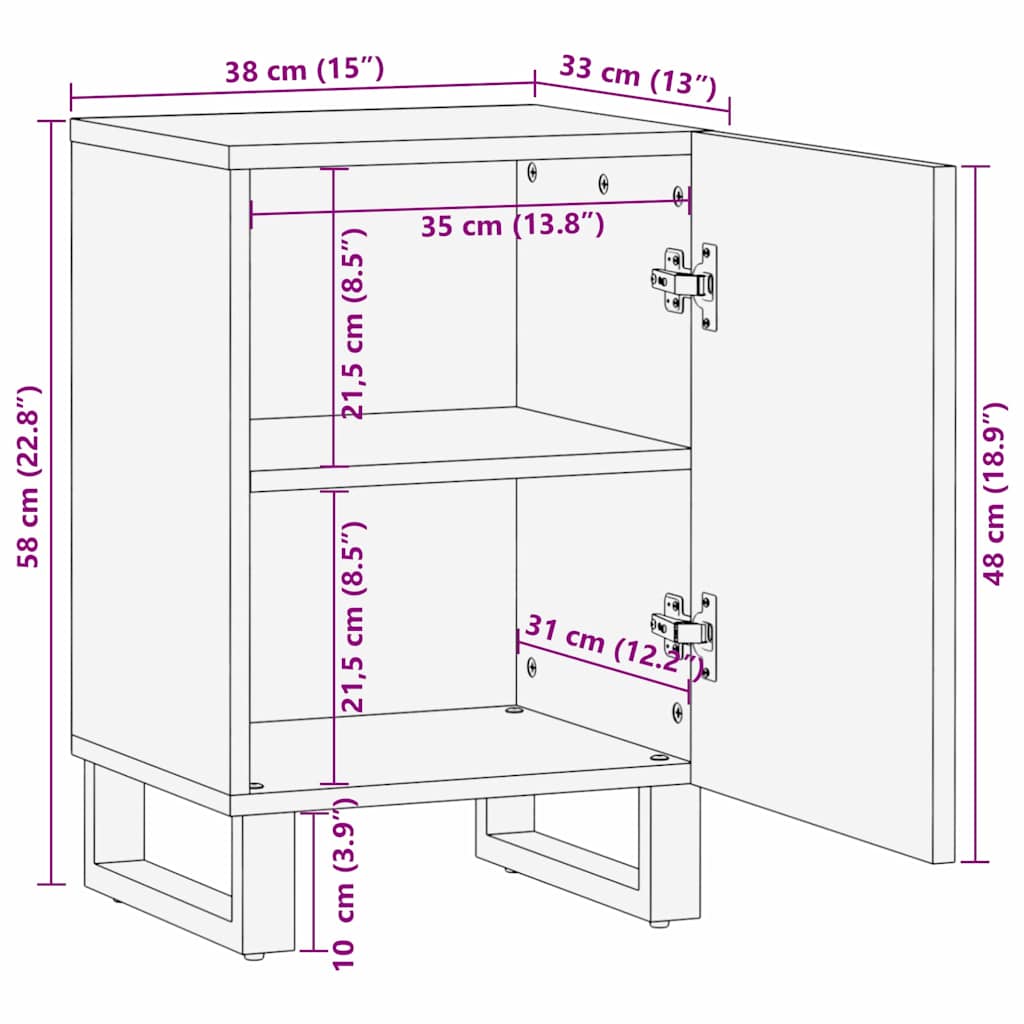 Bathroom Cabinet with Shelf Brown and Black 38 x 33.5 x 58 cm