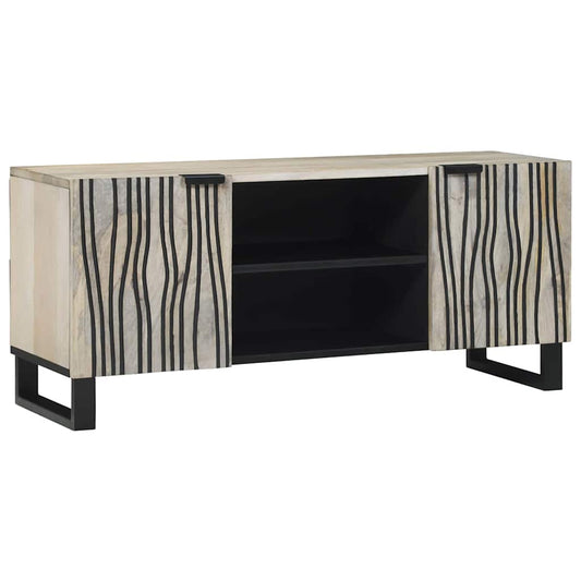 TV Cabinet White 105 x 33 x 46 cm Solid mango wood