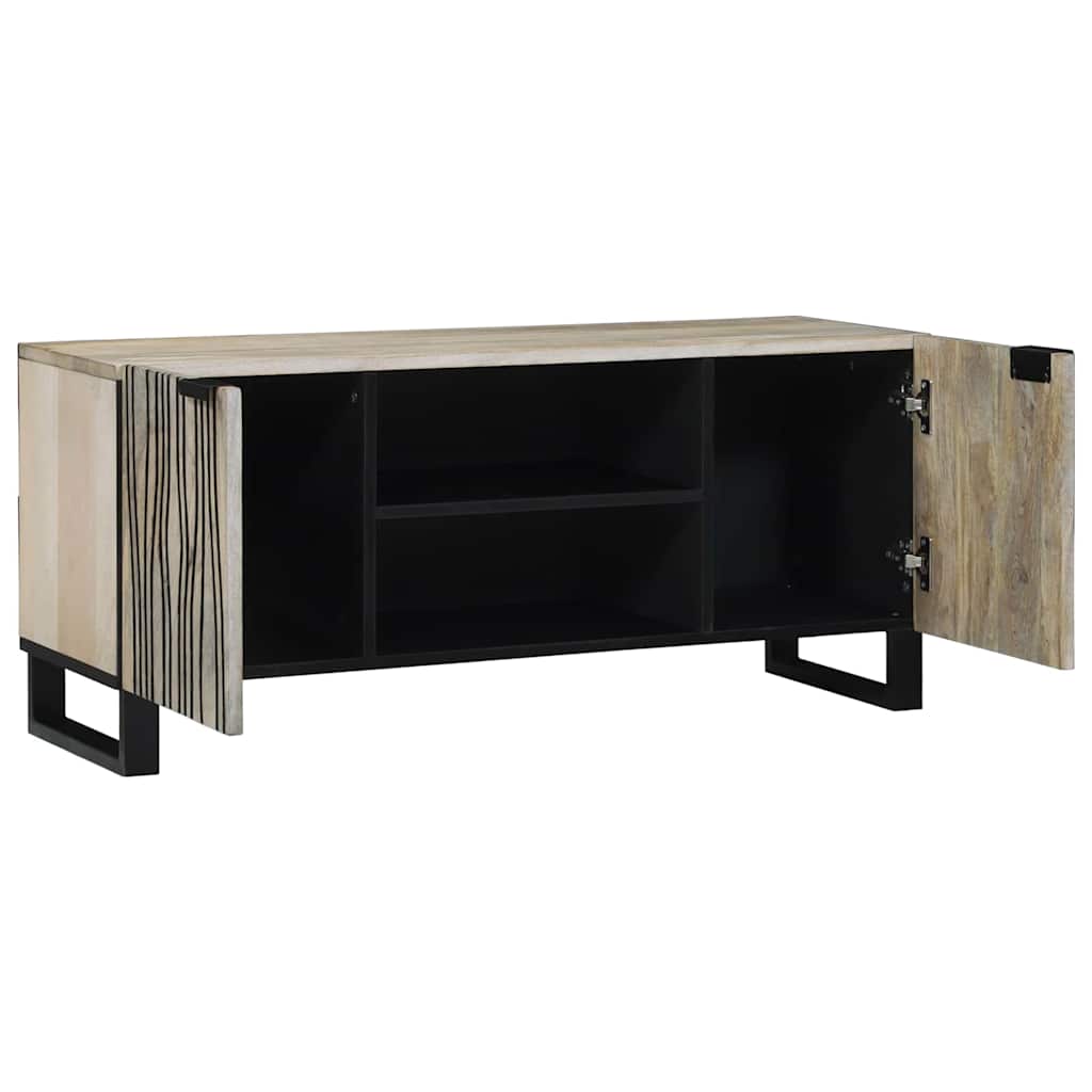 TV Cabinet White 105 x 33 x 46 cm Solid mango wood