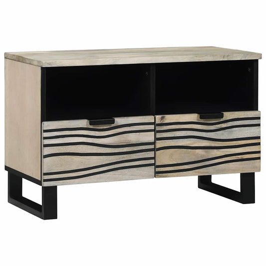 TV Cabinet with Drawer White 70 x 33 x 46 cm Solid mango wood
