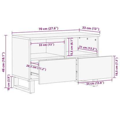 TV Cabinet with Drawer White 70 x 33 x 46 cm Solid mango wood