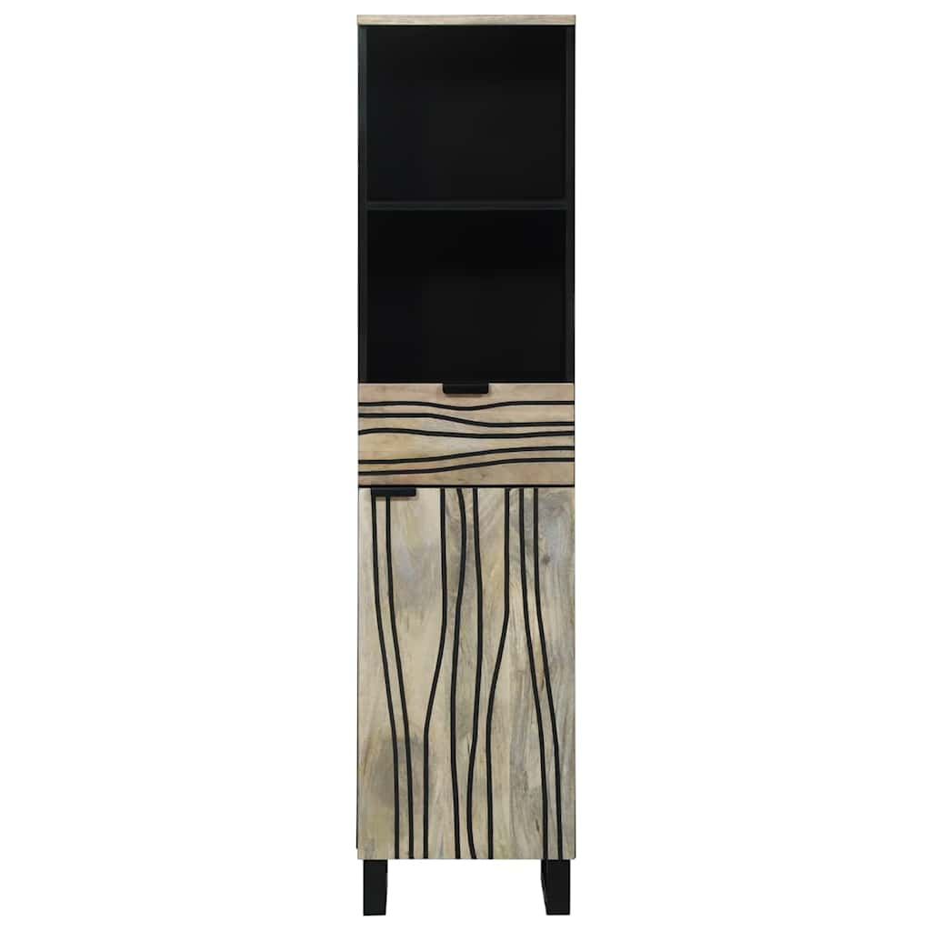 Bathroom Cabinet with Shelf Brown and Black 38 x 33 x 160 cm
