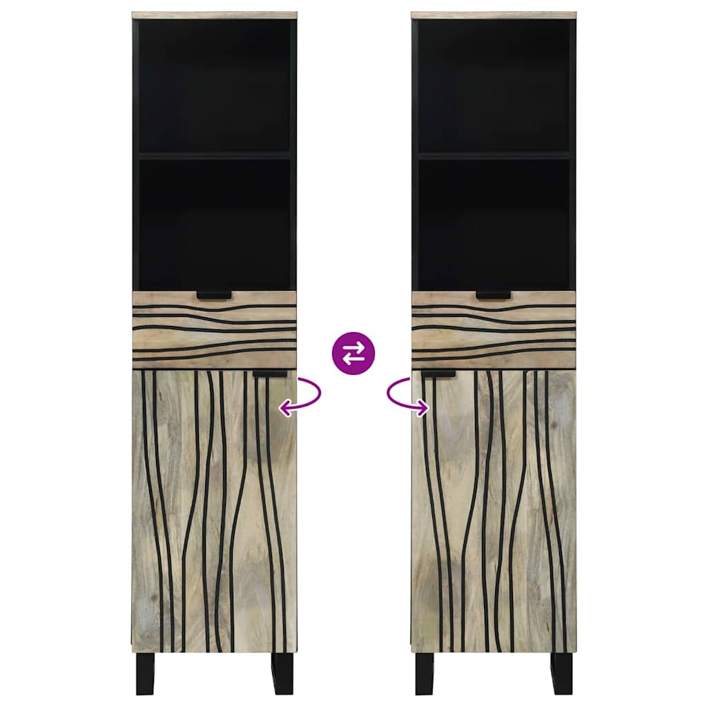 Bathroom Cabinet with Shelf Brown and Black 38 x 33 x 160 cm