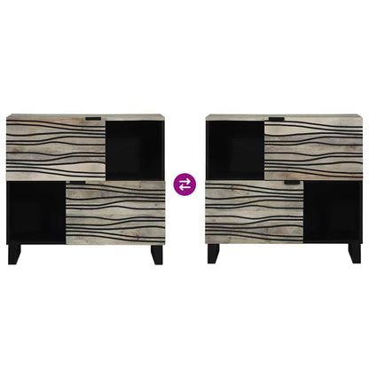 Sideboard White 80 x 33 x 75 cm Solid mango wood