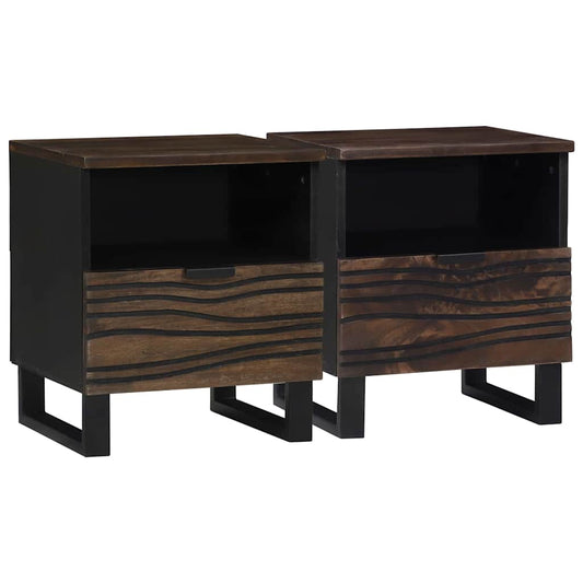 Bedside Cabinet 2 pcs Walnut 40 x 33 x 46 cm Solid mango wood
