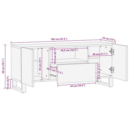 TV Cabinet with Drawer Brown 105 x 33 x 46 cm Solid mango wood