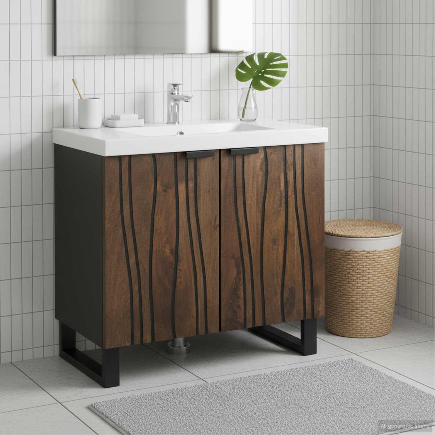 Bathroom Sink Cabinet Walnut 62 x 33 x 58 cm Engineered wood