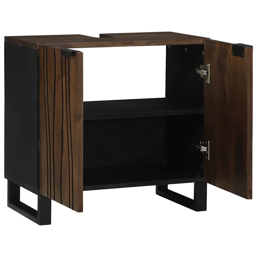 Sink Cabinet Brown and Black 62 x 33 x 58 cm Solid Mango wood