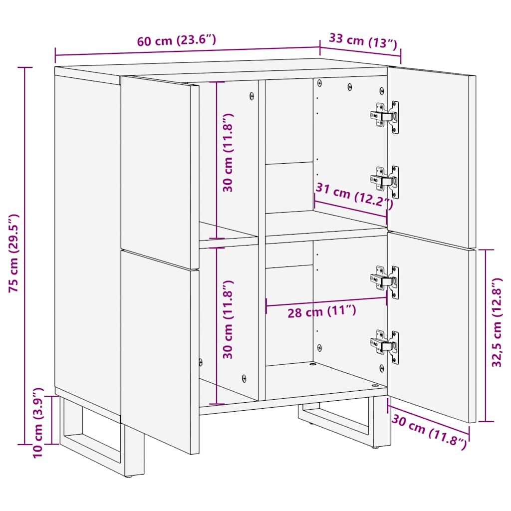 Media Storage Cabinets & Racks Brown 60 x 33.5 x 75 cm