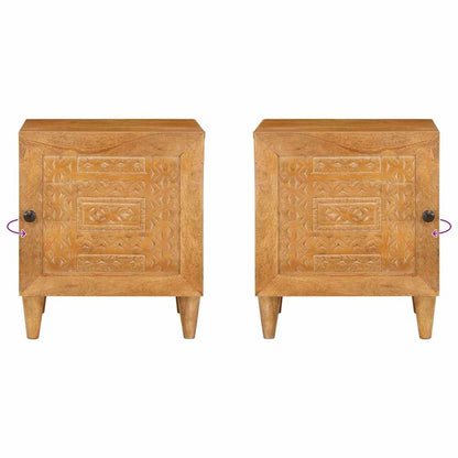 Bedside Table Light brown 40 x 33 x 46 cm Solid mango wood