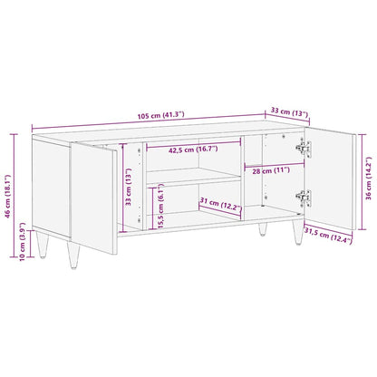 TV Cabinet Light brown 105 x 33 x 46 cm Solid mango wood