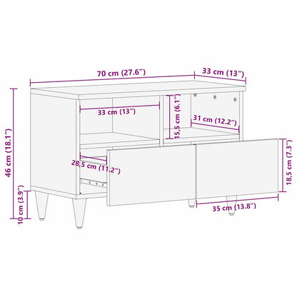TV Cabinet Light brown 70 x 33 x 46 cm Solid mango wood