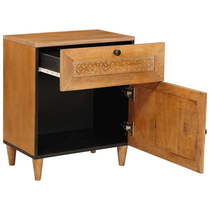 Bedside Table Light brown 50 x 33 x 60 cm Solid mango wood