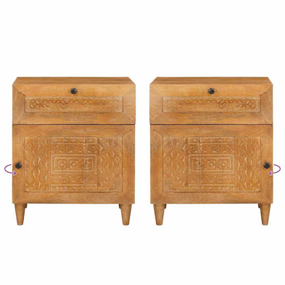Bedside Table Light brown 50 x 33 x 60 cm Solid mango wood