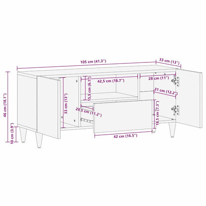 TV Cabinet Light brown 105 x 33 x 46 cm Solid mango wood