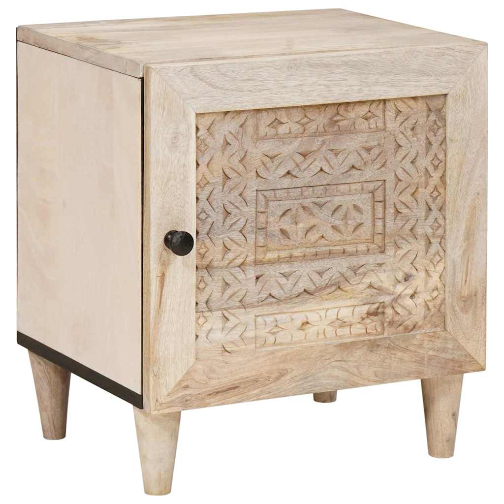 Bedside Table Beige 40 x 33 x 46 cm Solid mango wood