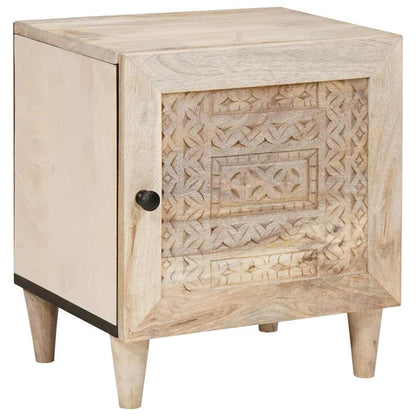Bedside Table Beige 40 x 33 x 46 cm Solid mango wood
