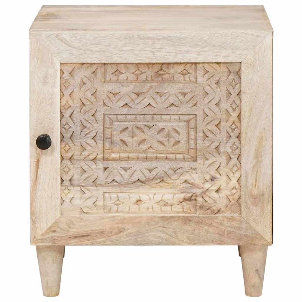 Bedside Table Beige 40 x 33 x 46 cm Solid mango wood