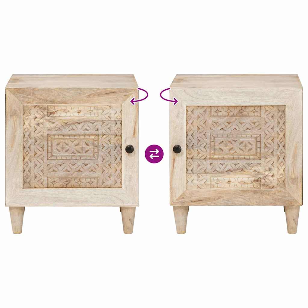 Bedside Table Beige 40 x 33 x 46 cm Solid mango wood