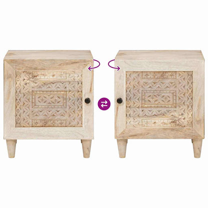 Bedside Table Beige 40 x 33 x 46 cm Solid mango wood