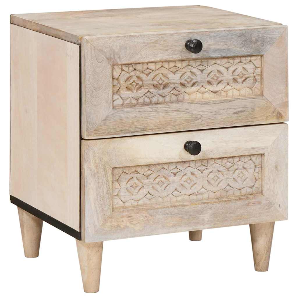 Bedside Table Beige 40 x 33 x 46 cm Solid mango wood