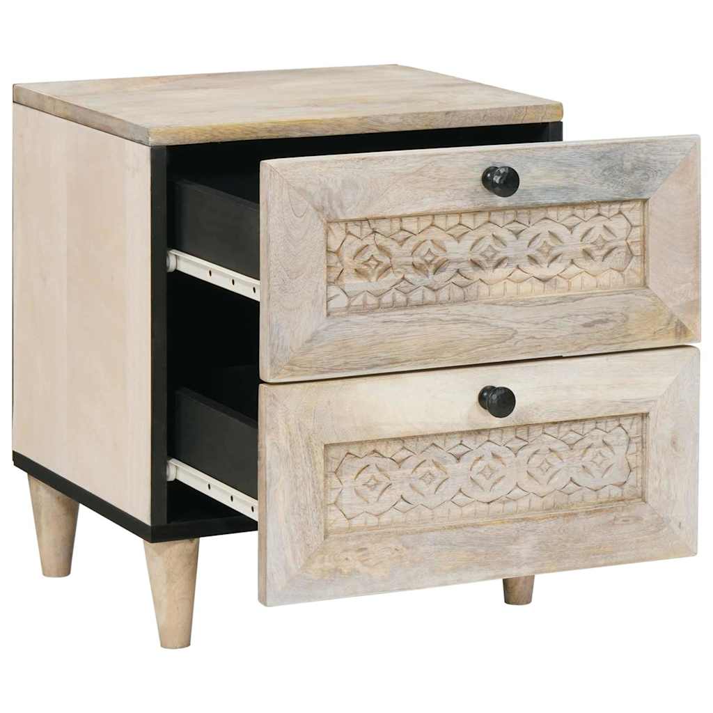 Bedside Table Beige 40 x 33 x 46 cm Solid mango wood