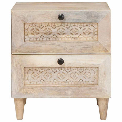 Bedside Table Beige 40 x 33 x 46 cm Solid mango wood