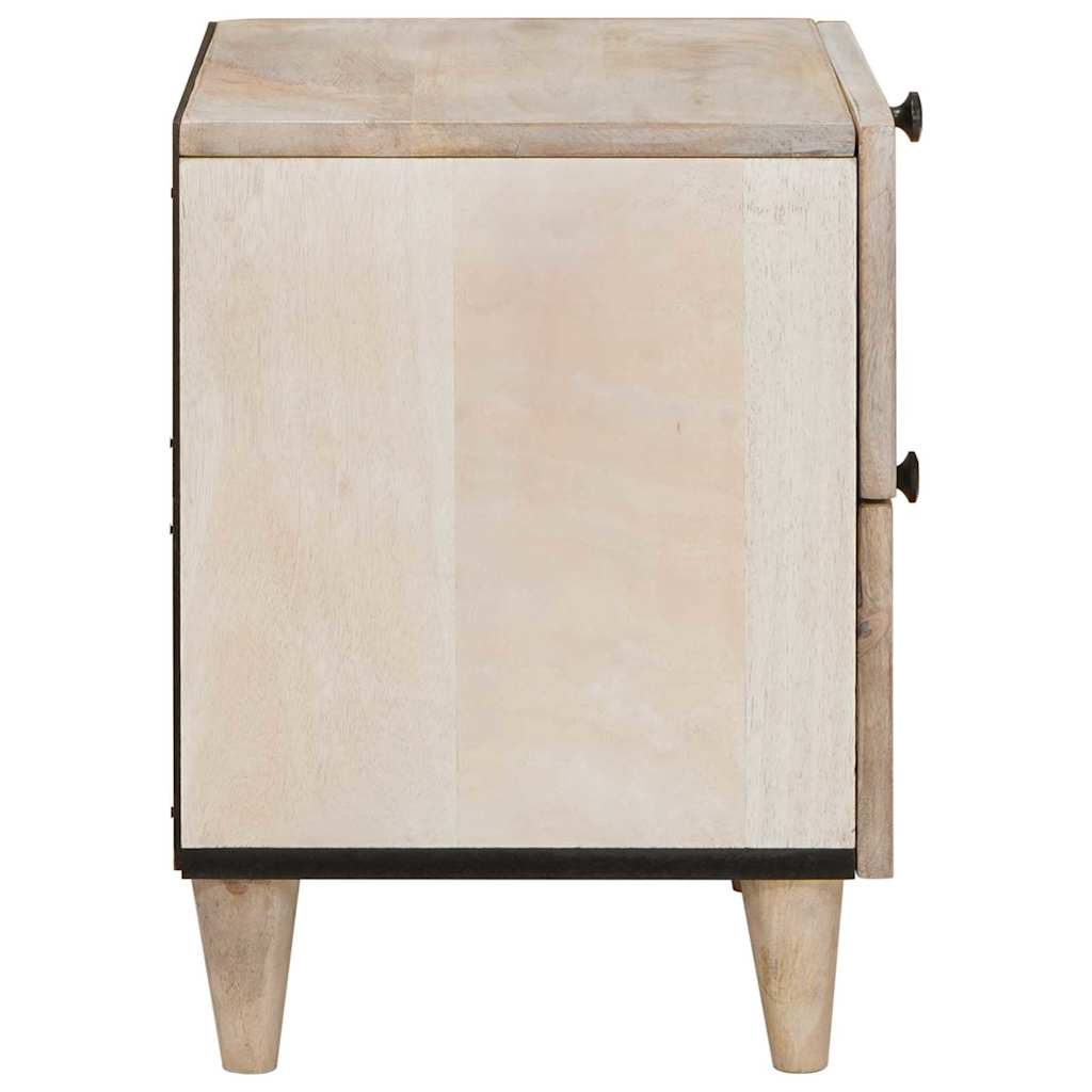 Bedside Table Beige 40 x 33 x 46 cm Solid mango wood