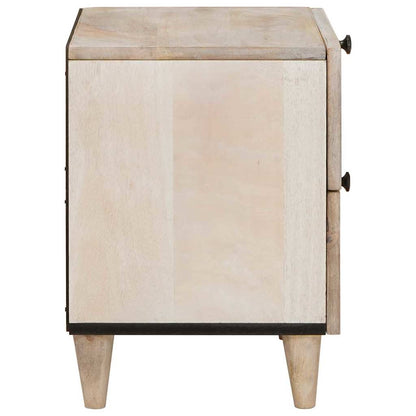 Bedside Table Beige 40 x 33 x 46 cm Solid mango wood