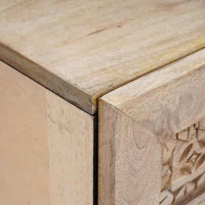 Bedside Table 2 pcs Beige 40 x 33 x 46 cm Solid mango wood