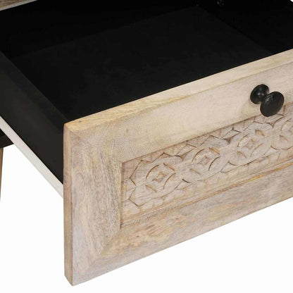 Bedside Table 2 pcs Beige 40 x 33 x 46 cm Solid mango wood