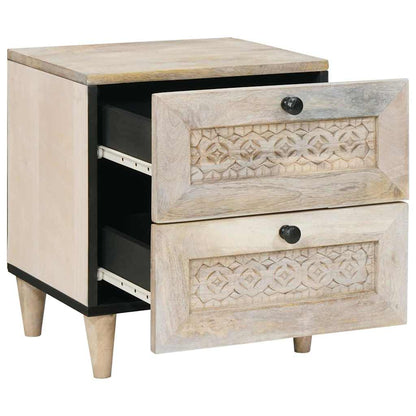 Bedside Table 2 pcs Beige 40 x 33 x 46 cm Solid mango wood