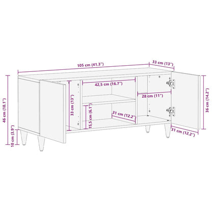 TV Cabinet with Shelf White 105 x 33 x 46 cm Solid mango wood