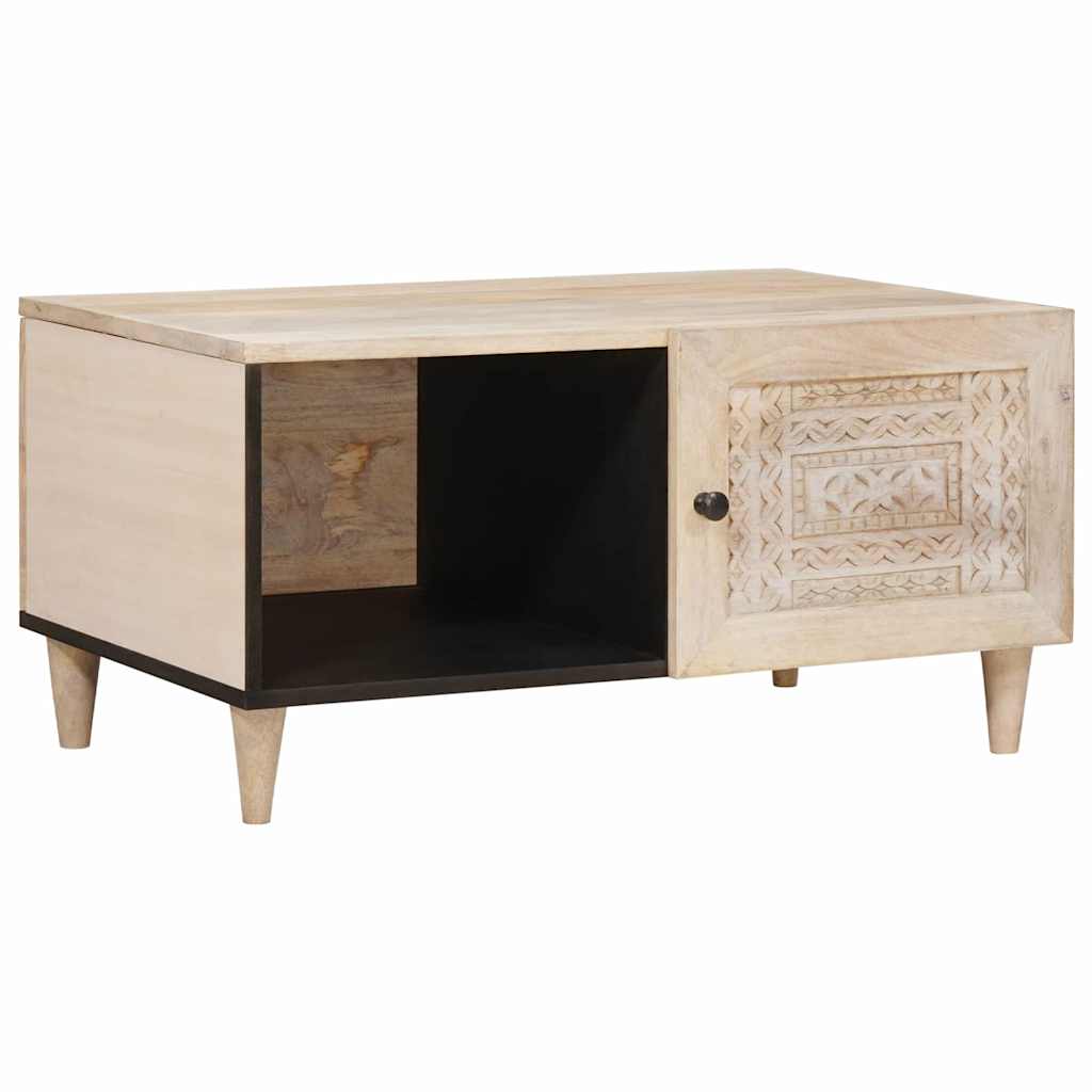 Coffee Table with Shelf Beige 80 x 50 x 40 cm Solid mango wood